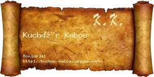 Kuchár Kabos névjegykártya